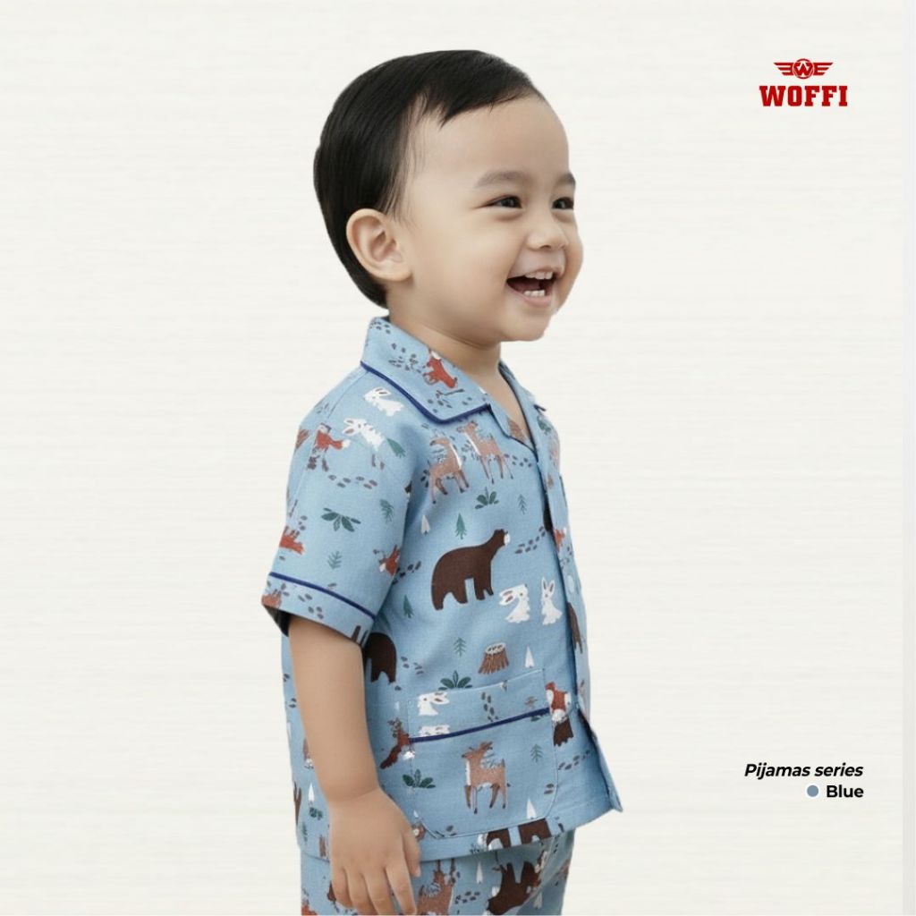 Woffi Setelan Piyama Anak Karakter Lucu Lengan Pendek