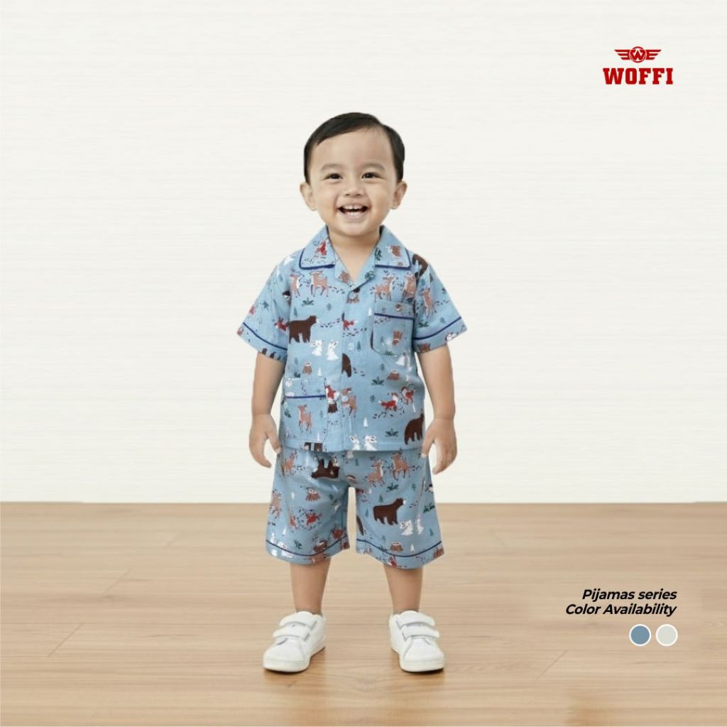 Woffi Setelan Piyama Anak Karakter Lucu Lengan Pendek