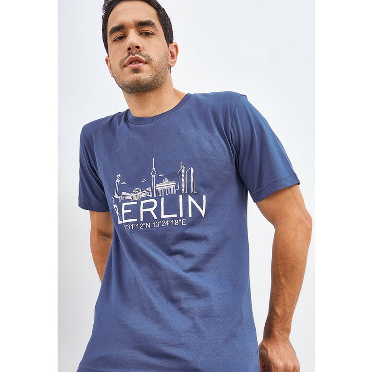 Woffi Man Kaos Pria - Reg Berlin T-Shirt Navy