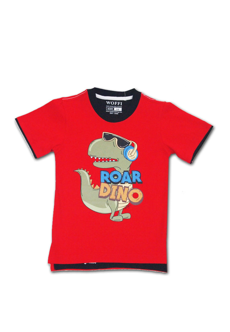 Woffi Kaos Anak Laki-Laki Dino Roar Merah