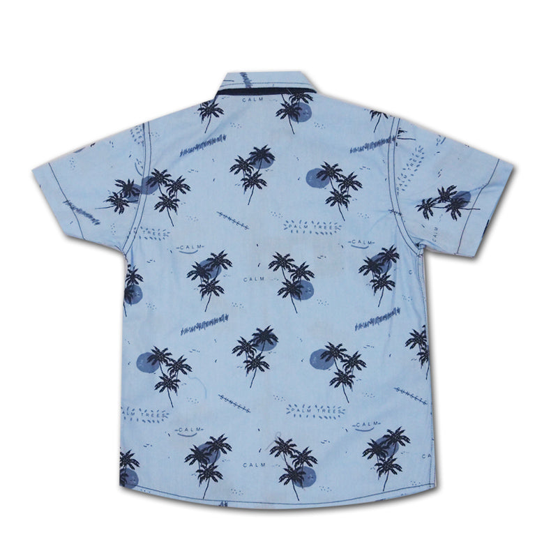 Woffi Palm Tree Print Cotton Shirt