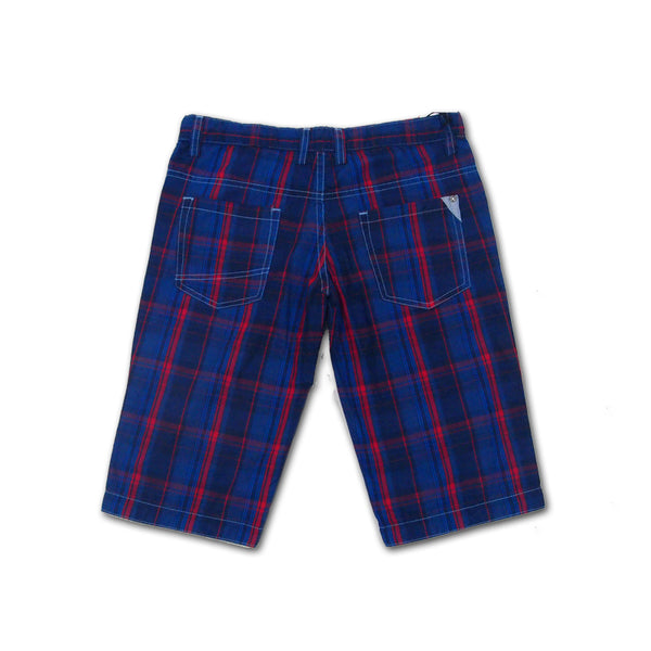 Woffi Checkered Denim Cotton Shorts