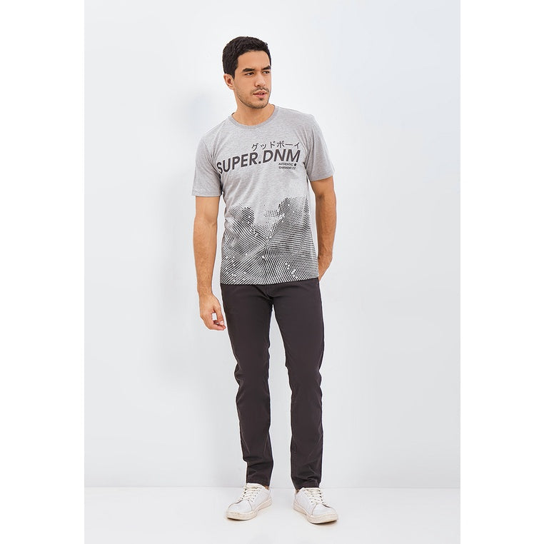 Woffi Man Kaos Pria - Super Denim T-Shirt Grey