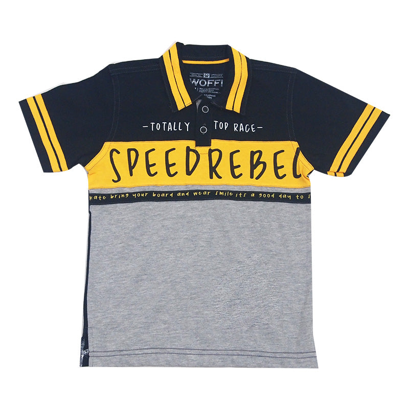 Woffi Speed Rebel Cotton Polo Shirt Hitam