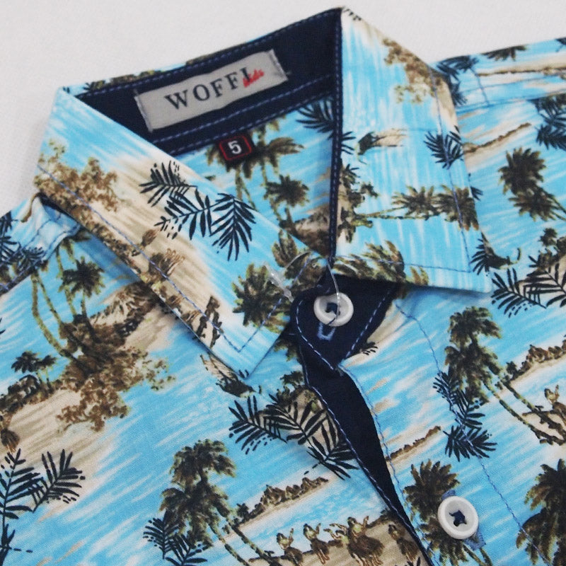 Woffi Coconut Straits Print Cotton Shirt