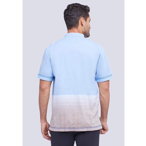 AL-AROFI Baju Koko Pria - Khawa Cotton Moslem Shirt Blue