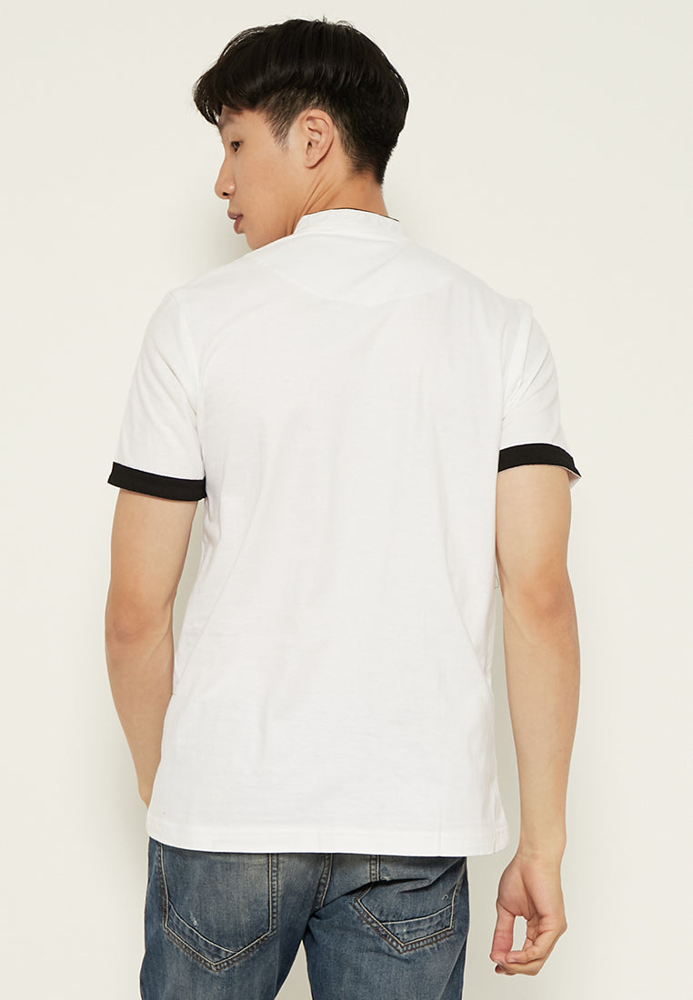 Woffi Man Kaos Confidental Henley T-Shirt Putih