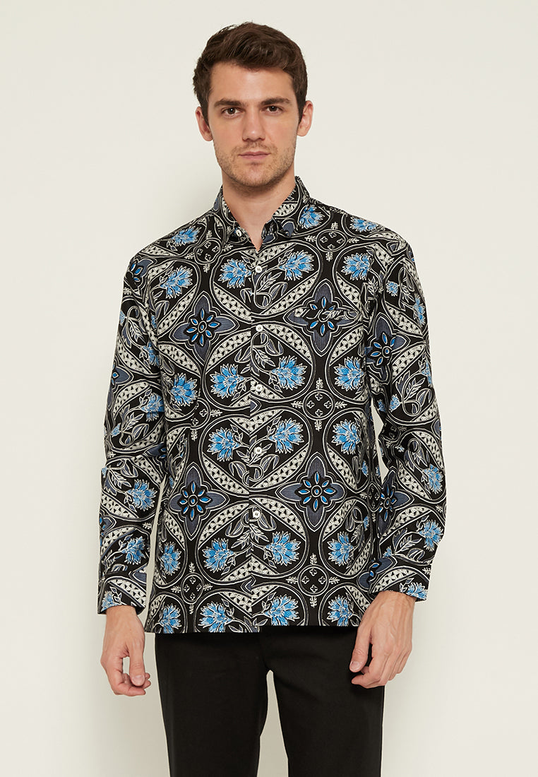 Woffi Man Stapleford Batik Shirt Hitam