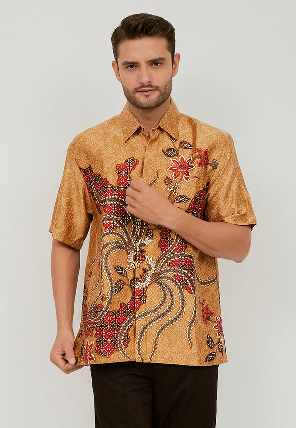 Woffi Man Batik Maliaro Silk Print Coklat