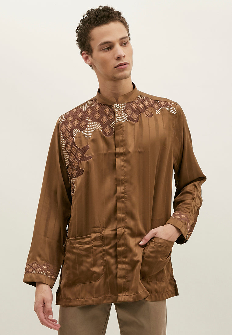 Woffi Man Temirtau Cotton Moslem Shirt Coklat