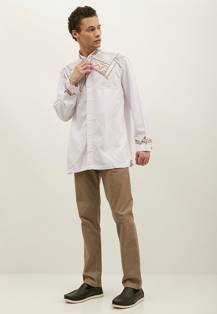Woffi Man Baju Koko Baikonur Moslem Shirt White