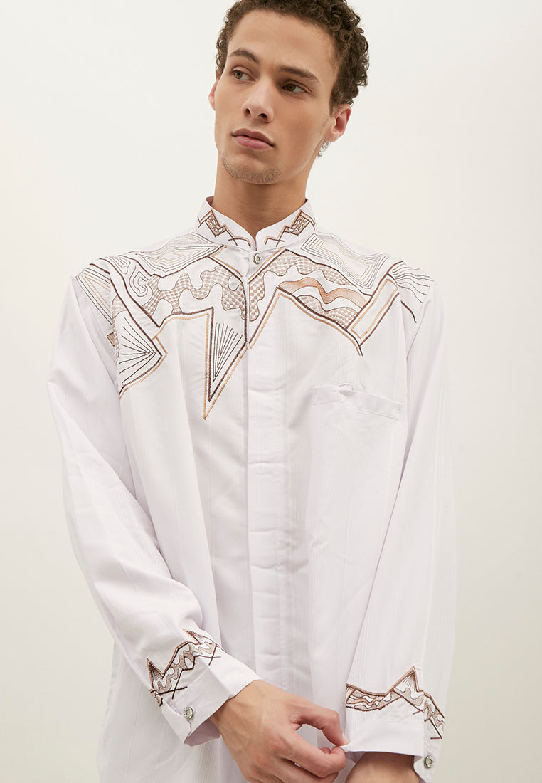Woffi Man Baju Koko Baikonur Moslem Shirt White