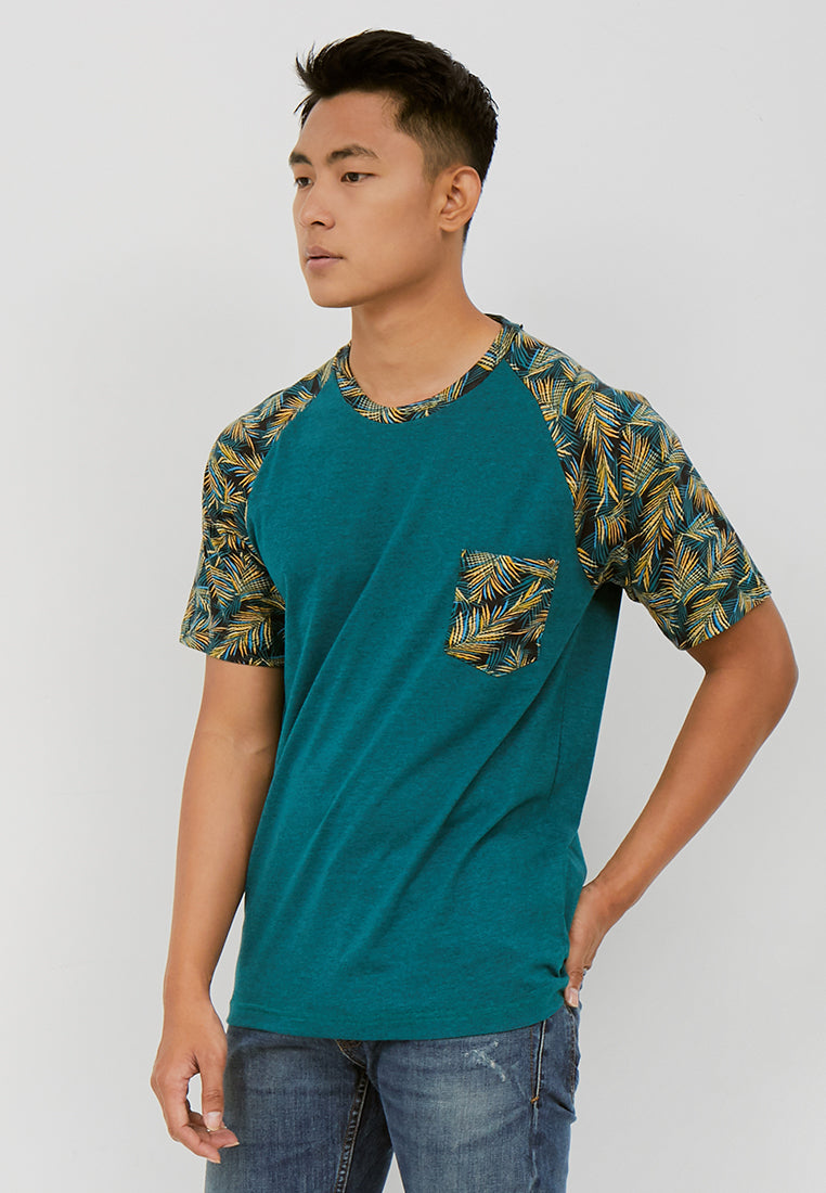 Woffi Man Marco Tropical Raglan T-Shirt Hijau
