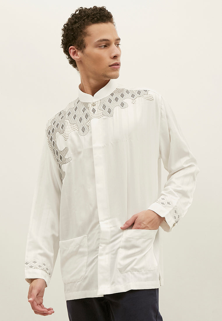 Woffi Man Temirtau Cotton Moslem Shirt Putih