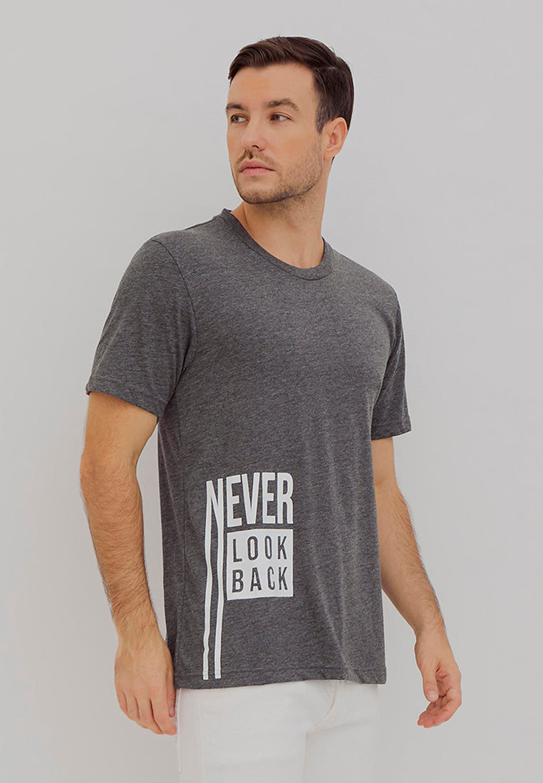 Woffi Man Never Look Back T-Shirt Abu-Abu