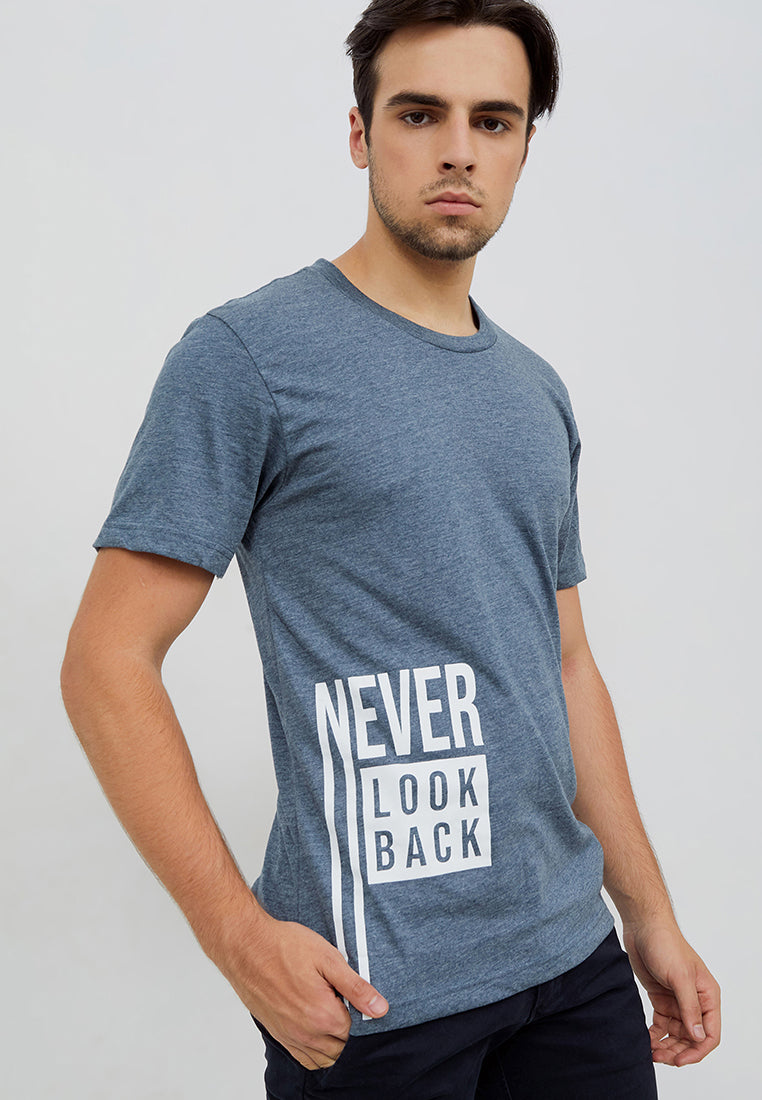 Woffi Man Never Look Back T-Shirt Biru