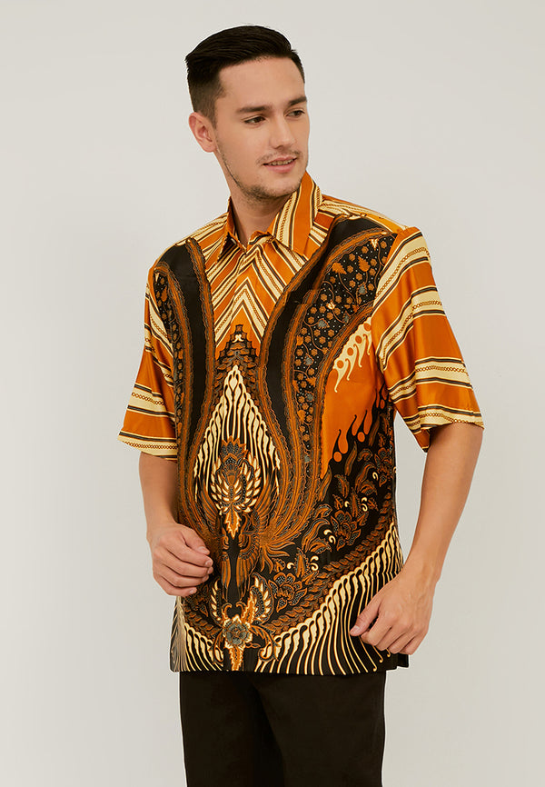 Woffi Man Batik Jerash Silk Print Hitam