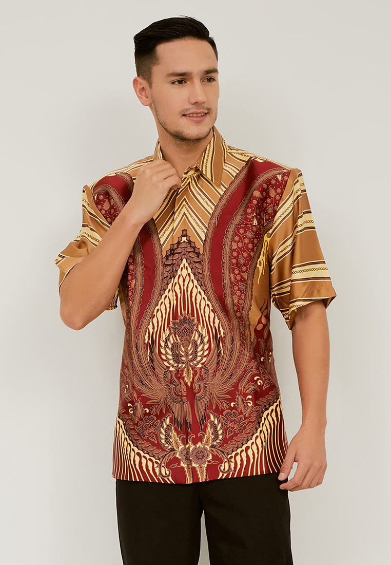 Woffi Man Batik Jerash Silk Print Merah