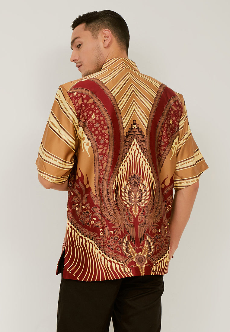 Woffi Man Batik Jerash Silk Print Merah