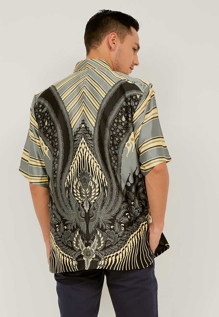 Woffi Man Batik Jerash Silk Print Grey