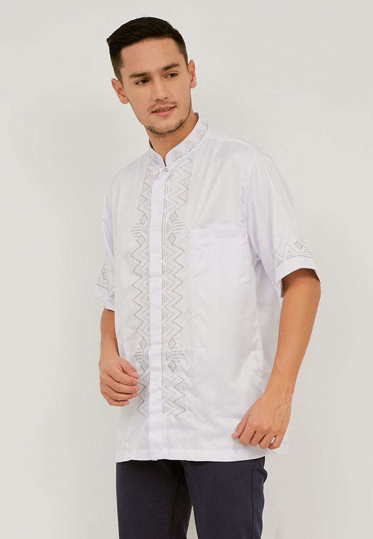 Woffi Man Basha Moslem Shirt Putih