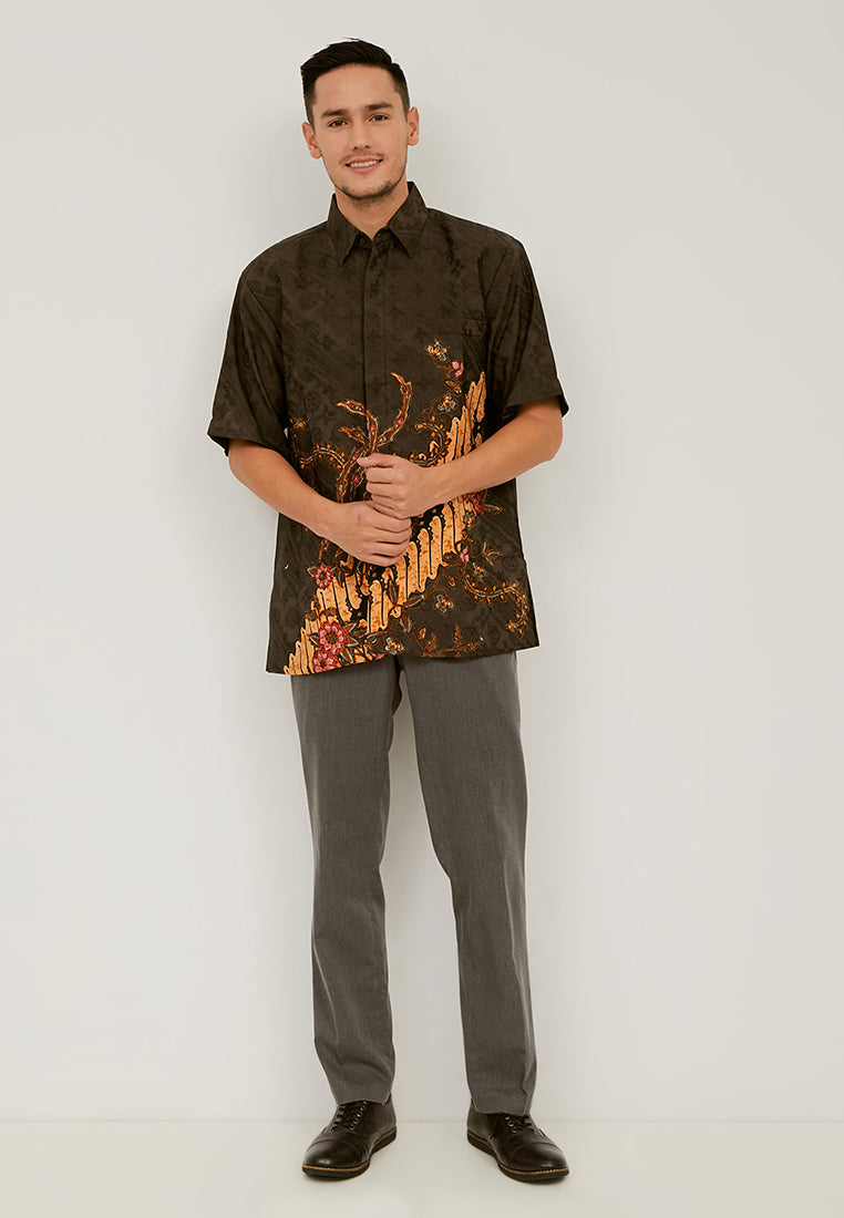 Woffi Man Batik Aidun Silk Shirt Hijau