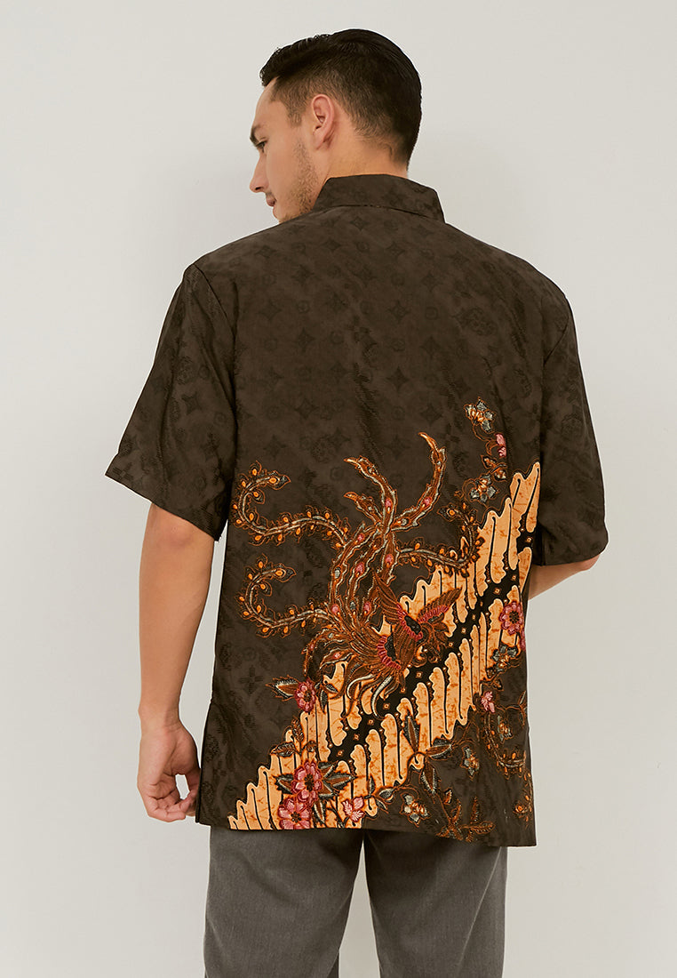 Woffi Man Batik Aidun Silk Shirt Hijau