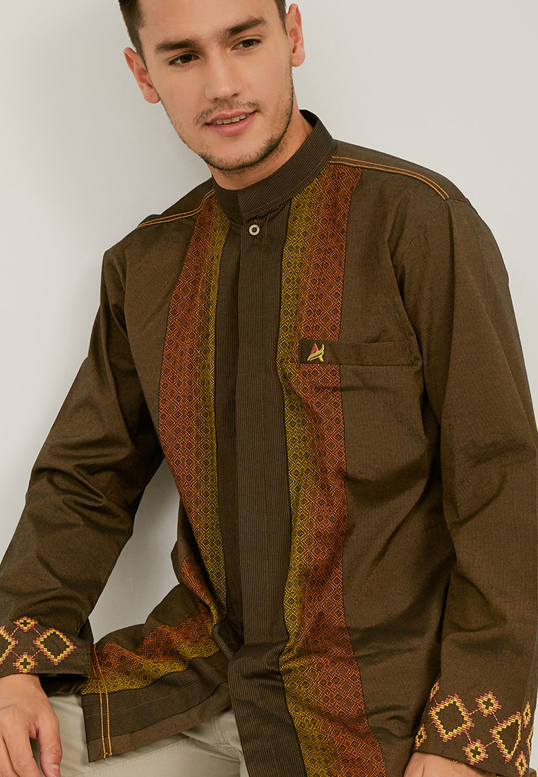 Woffi Man Raybat Moslem Shirt Brown