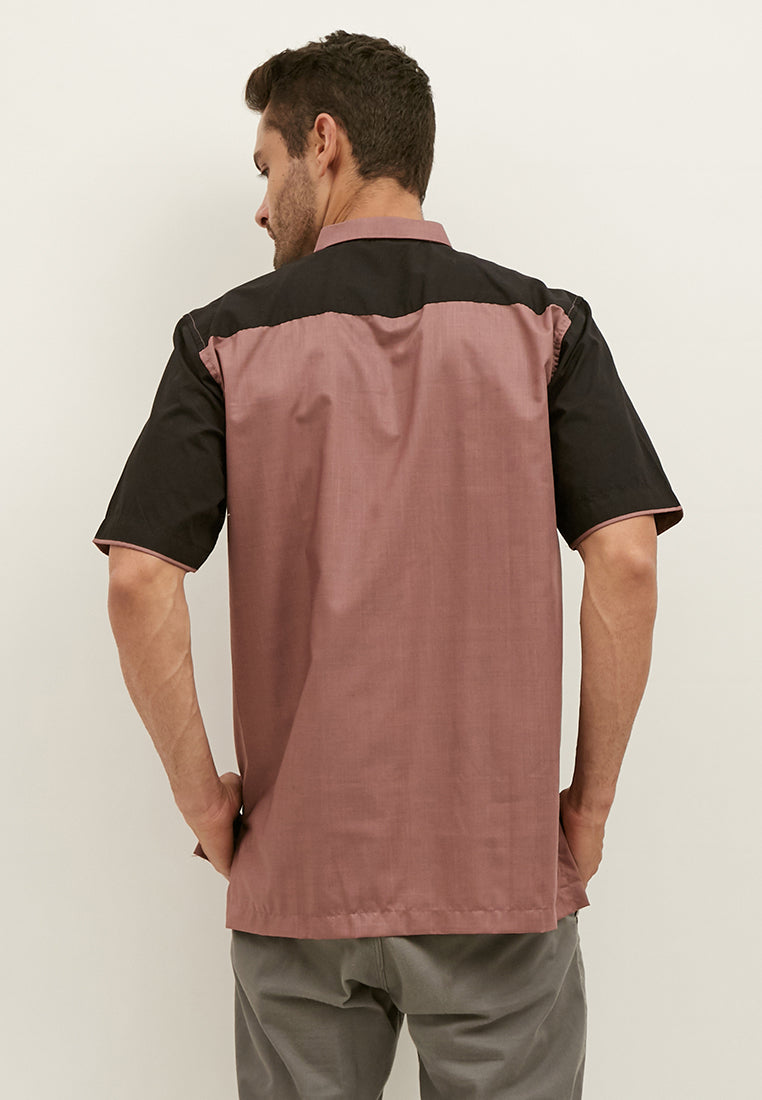 Woffi Baju Koko Atamurat Cotton Moslem Shirt Pink