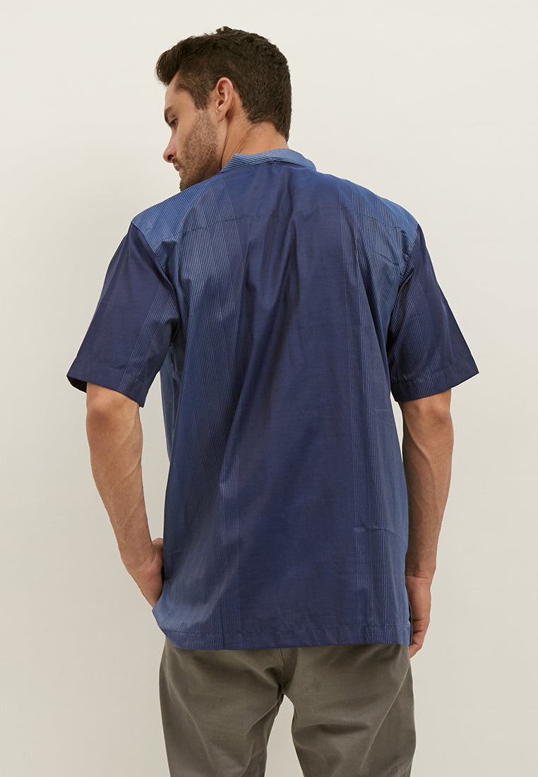 Woffi Baju Koko Serdar Cotton Moslem Shirt Biru