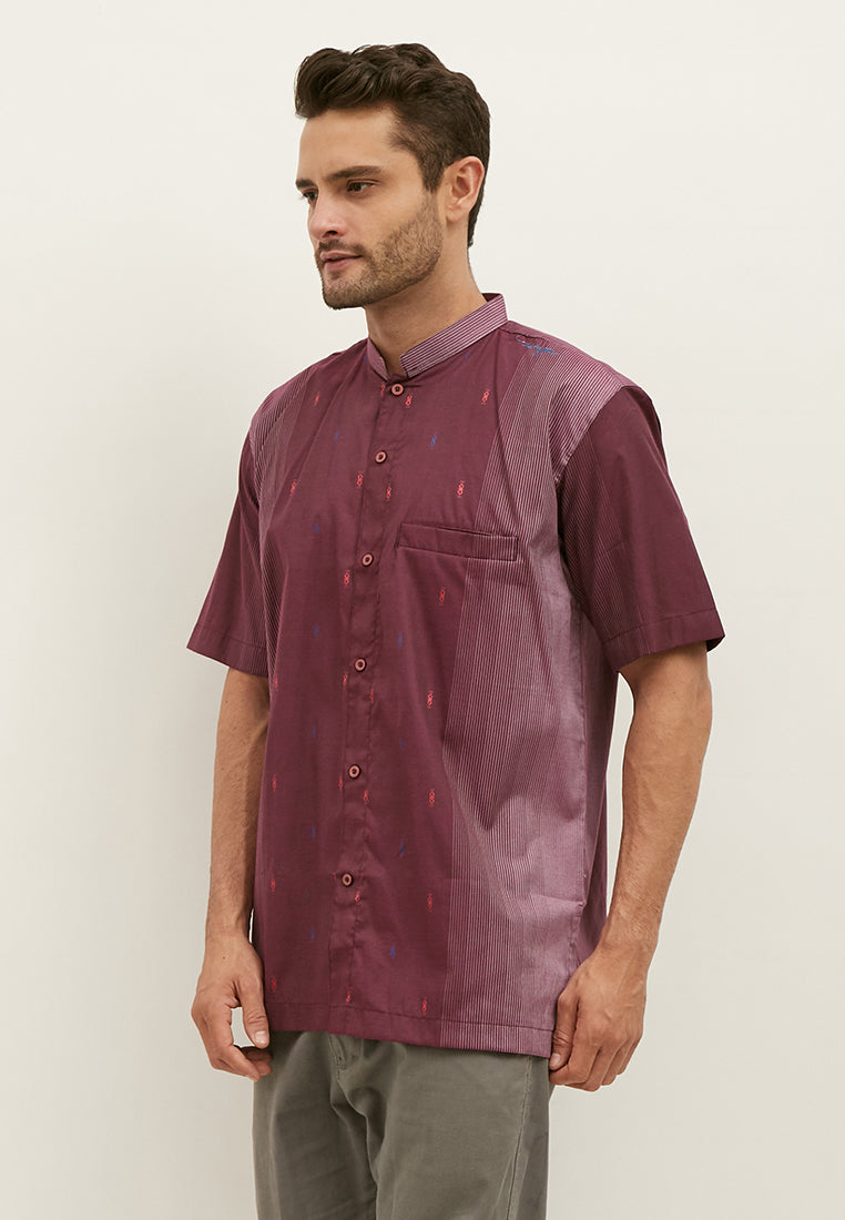 Woffi Baju Koko Serdar Cotton Moslem Shirt Purple