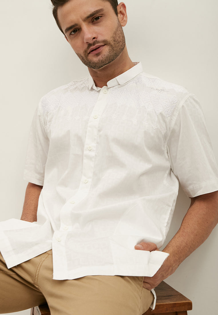 Woffi Baju Koko Gumdak Cotton Moslem Shirt Putih