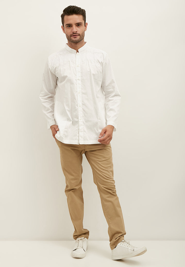 Woffi Baju Koko Gazojak Cotton Moslem Shirt Putih