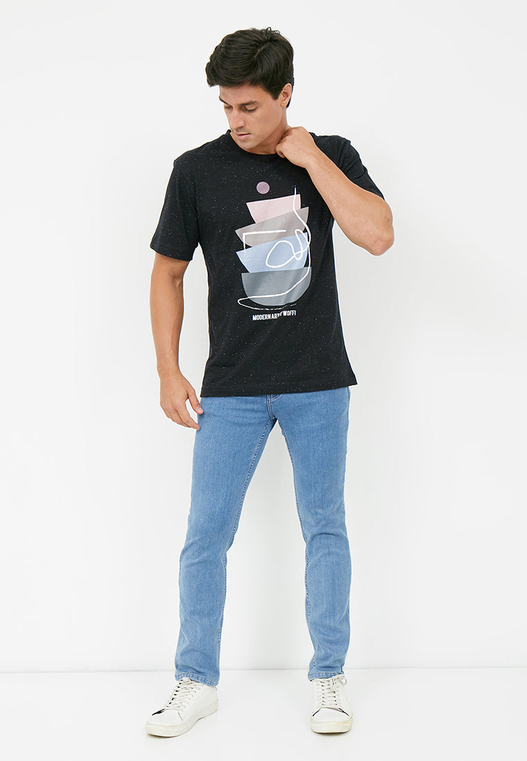 Woffi Man Bowl Modern Art T-Shirt Hitam