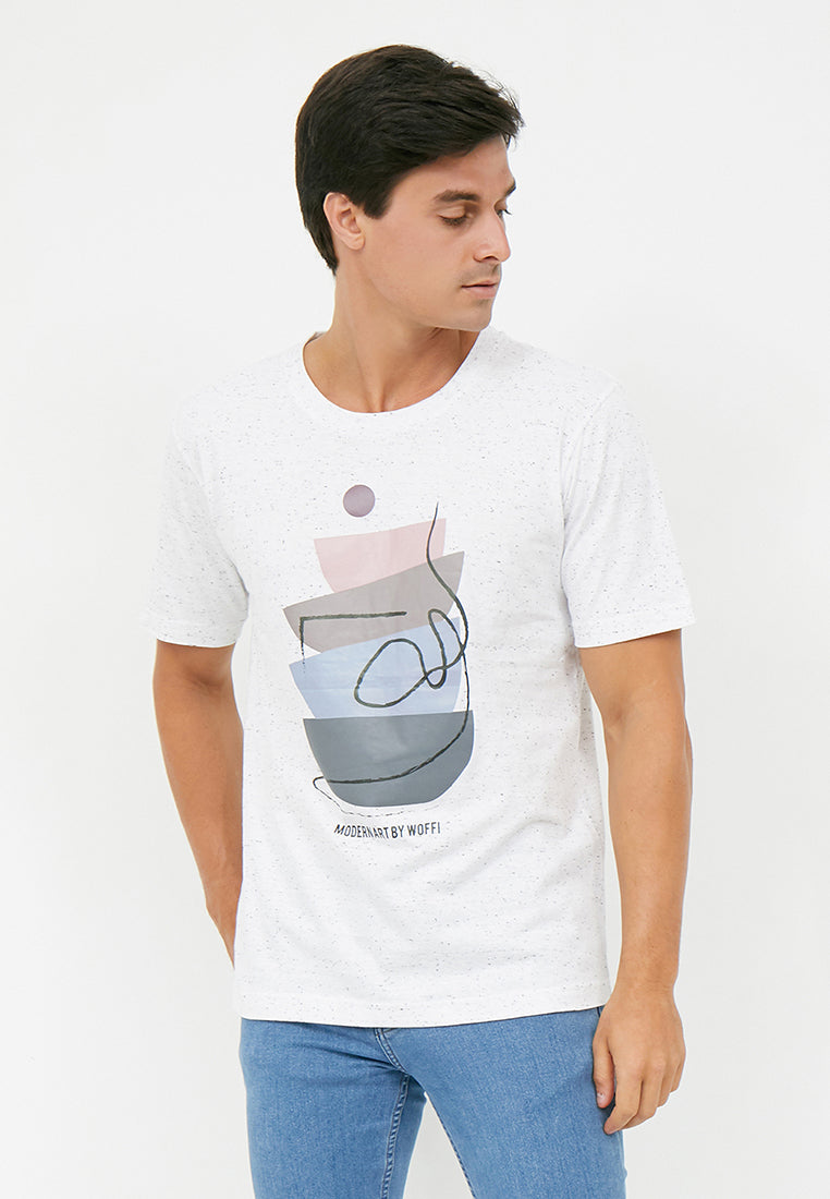 Woffi Man Bowl Modern Art T-Shirt Putih