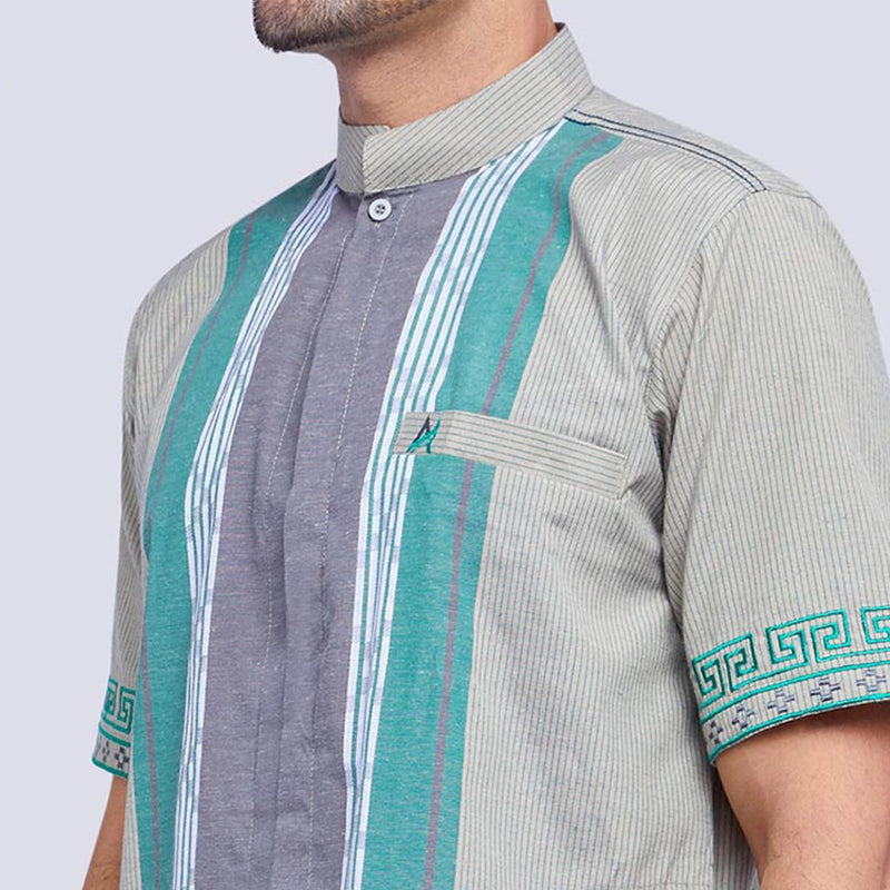 AL-AROFI Baju Koko Pria - Kalba Cotton Moslem Shirt Green