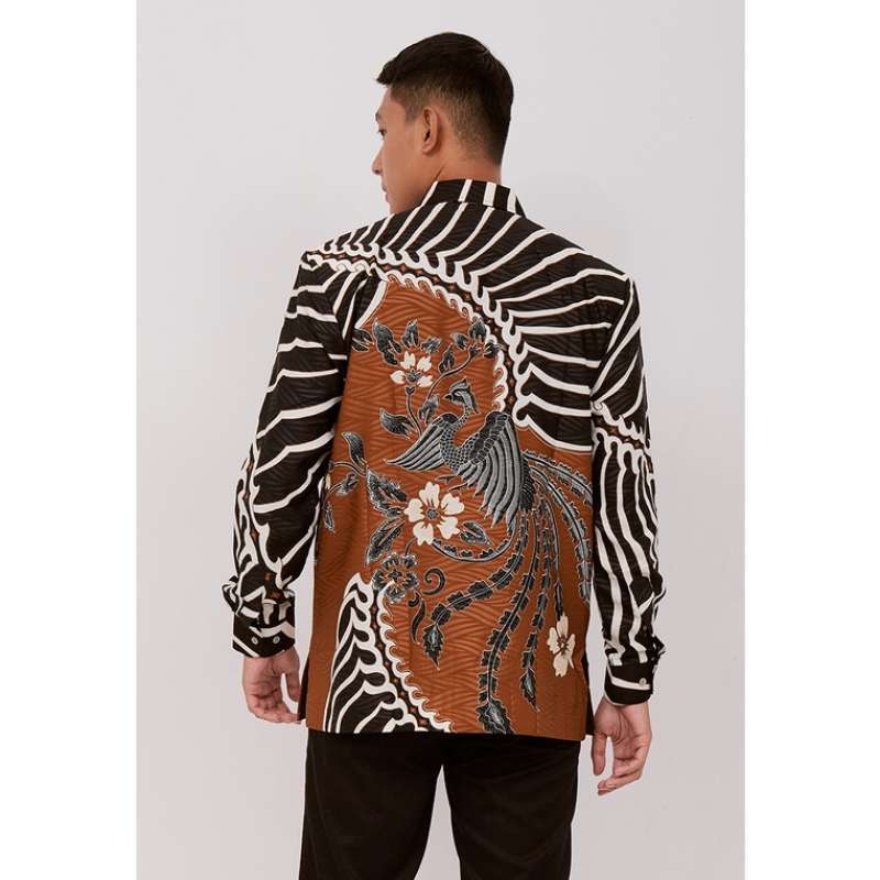 Wibowo Kemeja Batik Pria - Sanskara Silk Print Brown