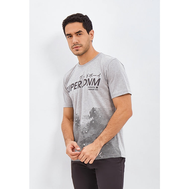 Woffi Man Kaos Pria - Super Denim T-Shirt Grey