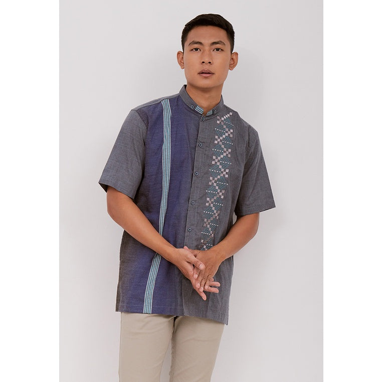 Woffi Man Baju Koko Pria - Ammar Cotton Moslem Shirt Blue