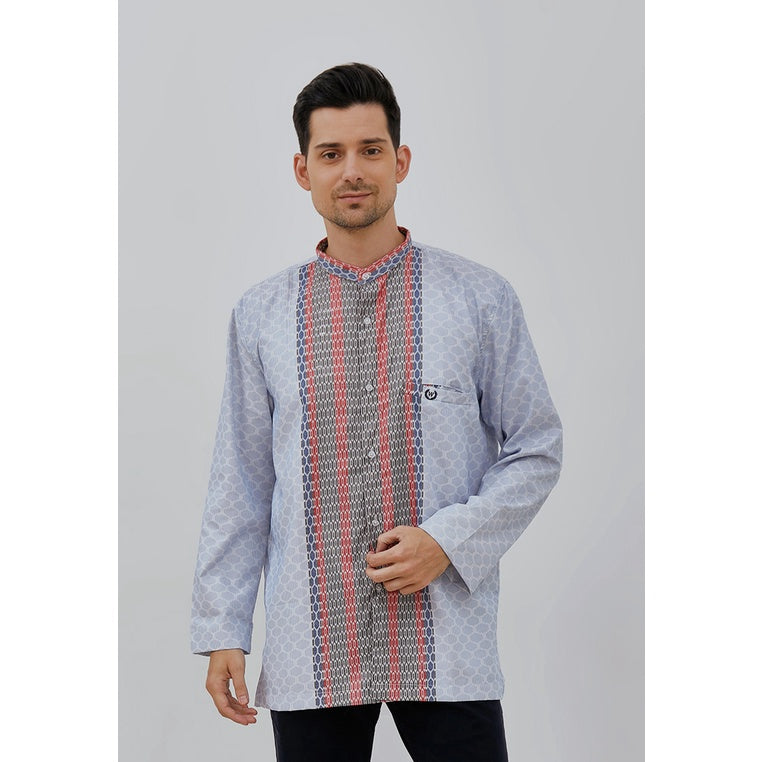 Woffi Man Baju Koko Pria - Yusef Cotton Moslem Shirt Long Blue