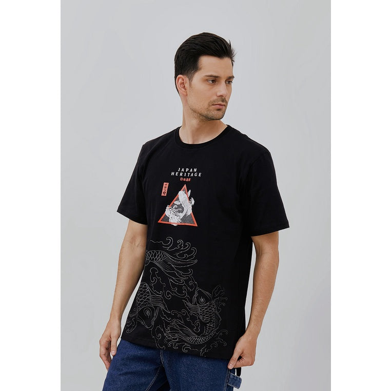 Woffi Man Kaos Pria - Japan Heritage Fish T-Shirt Black