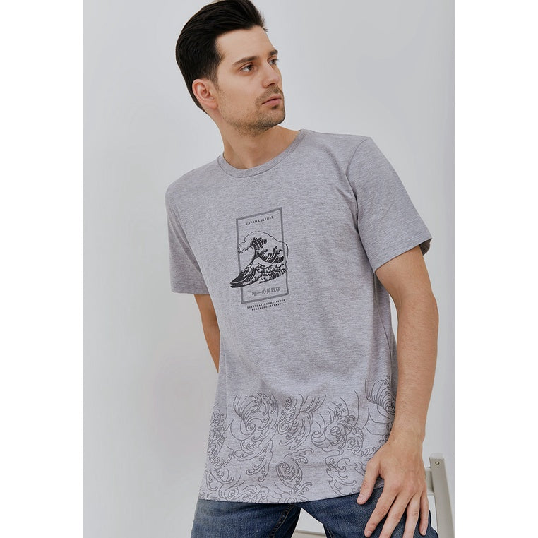 Woffi Man Kaos Pria - Reg Japan Culture T-Shirt Grey