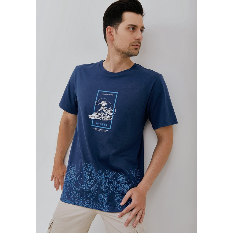 Woffi Man Kaos Pria - Reg Japan Culture T-Shirt Navy