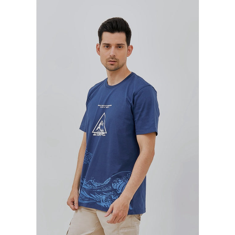 Woffi Man Kaos Pria - Reg Great Wave T-Shirt Navy