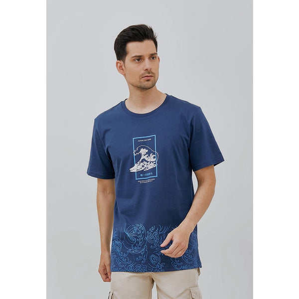 Woffi Man Kaos Pria - Reg Japan Culture T-Shirt Navy