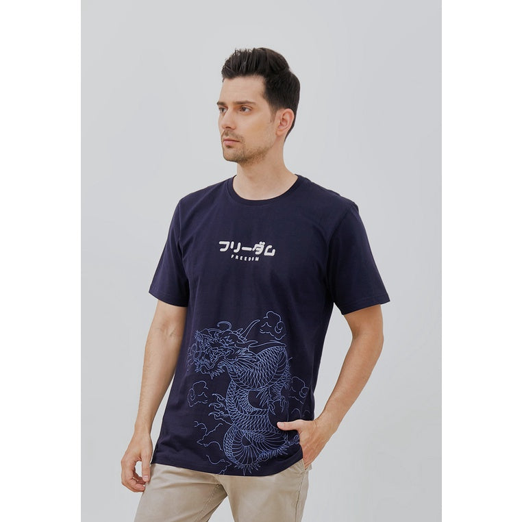 Woffi Man Kaos Pria - Reg Freedom T-Shirt Navy