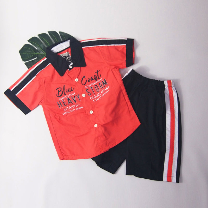 Woffi Setelan Baju Bayi + Celana Bayi - Blue Heavy Atlantic Baby Set Orange