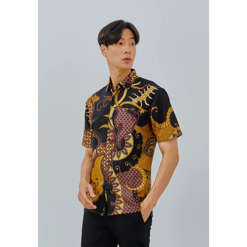 Woffi Man Kemeja Batik - Carpi Regular Fit Cotton Print Brown