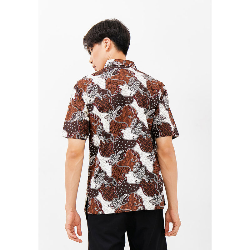 Woffi Man Kemeja Batik - Basel Regular Fit Cotton Print Brown