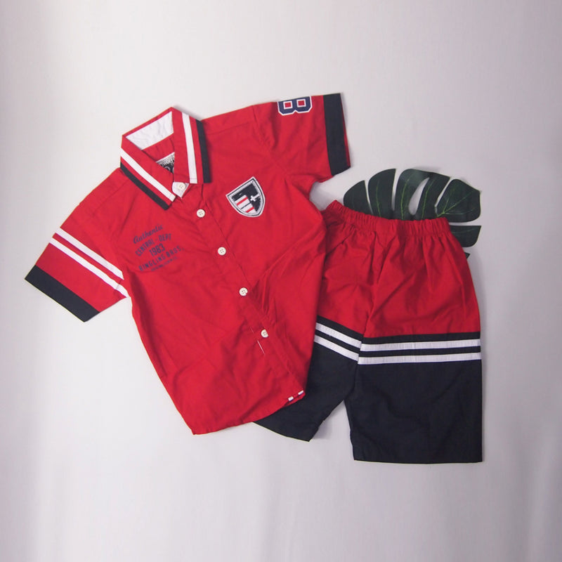 Woffi Setelan Baju Bayi + Celana Bayi - Authentic Central Baby Set Red